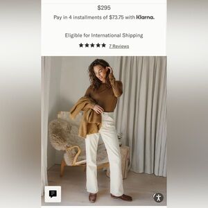 NWT Re/done Corduroy 70 Orginals Pocket Loose Flare in Vintage Ivory Sz 24